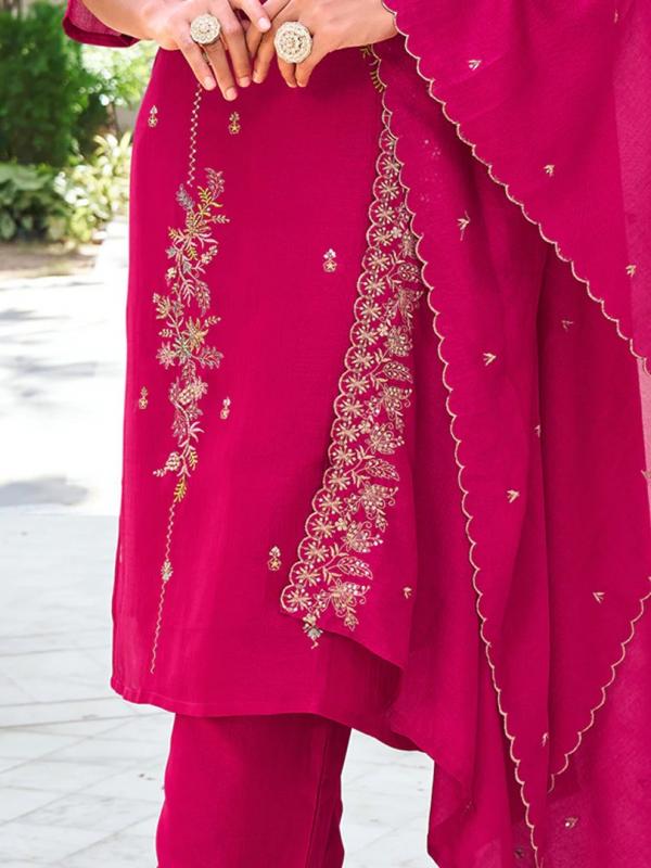 VP 9481 P Women Kurta and Trouser Duppata Set Silk Blend